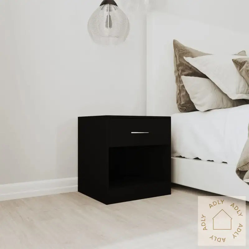 Nattbord 2 Stk Med Skuff Svart