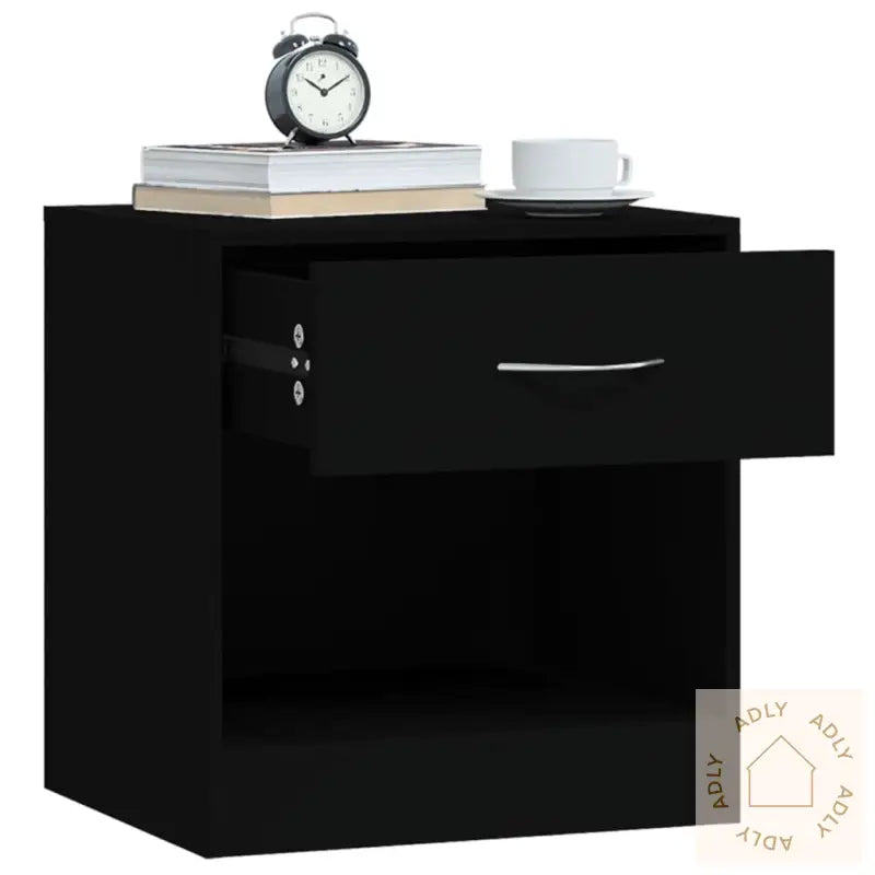 Nattbord 2 Stk Med Skuff Svart