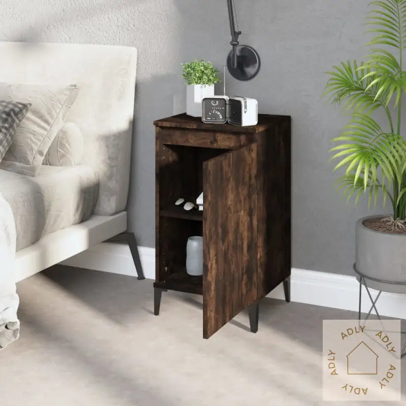 Nattbord 2 Stk Røkt Eik 40X35X70 Cm Konstruert Tre