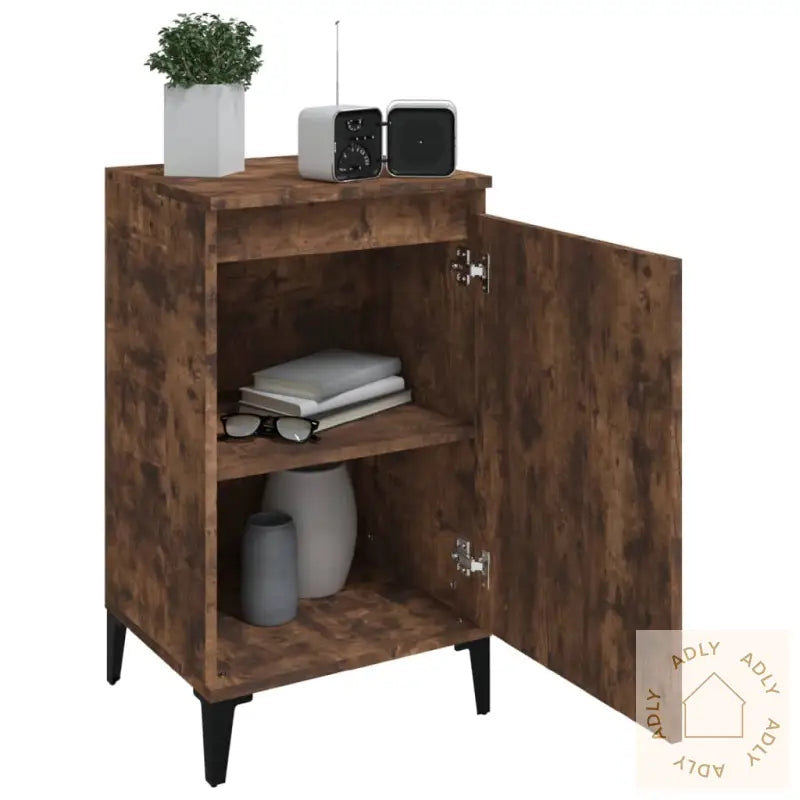 Nattbord 2 Stk Røkt Eik 40X35X70 Cm Konstruert Tre