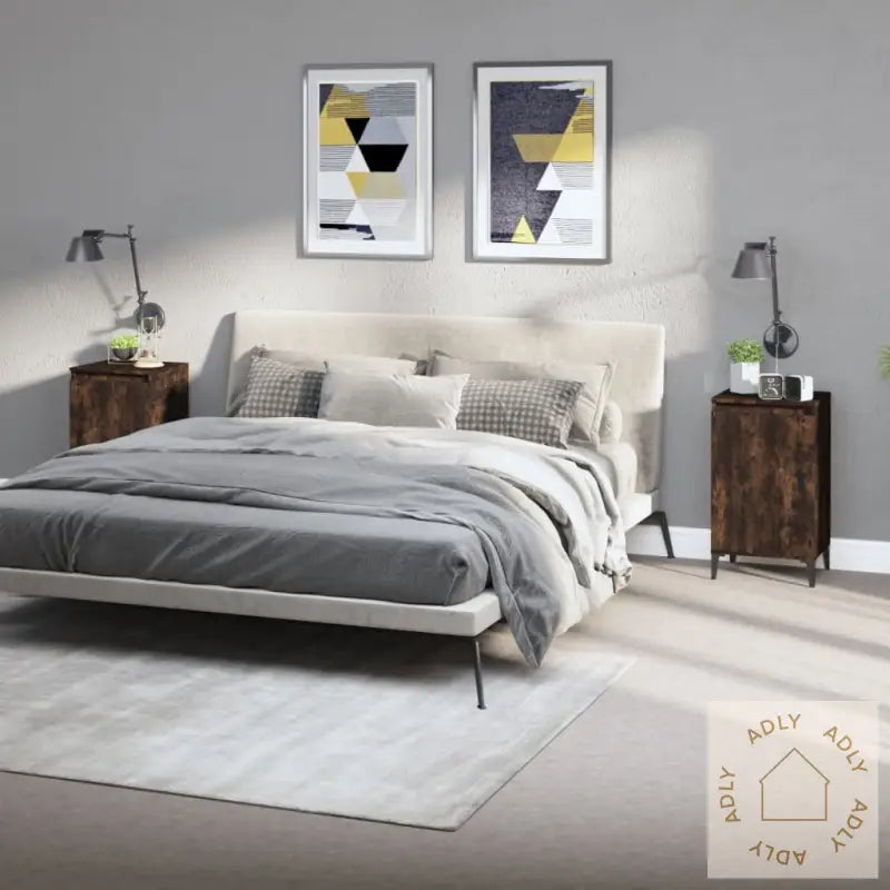 Nattbord 2 Stk Røkt Eik 40X35X70 Cm Konstruert Tre