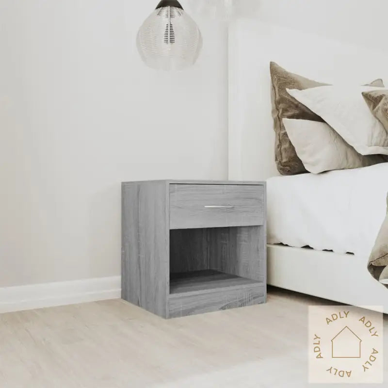 Nattbord 2 Stk Med Skuff Grå Sonoma