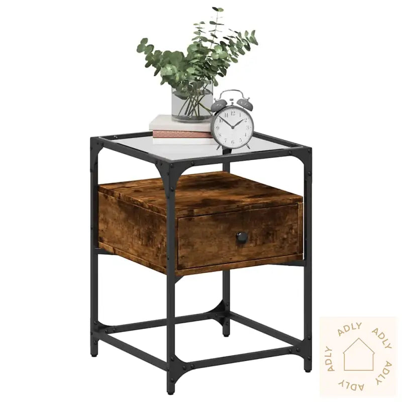 Nattbord 2 Stk Røkt Eik 40X40X55 Cm Konstruert Tre