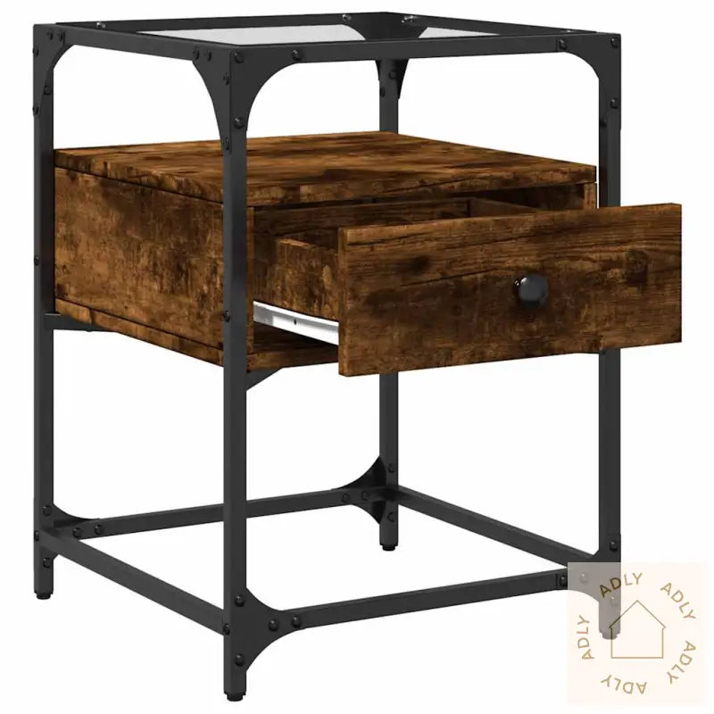 Nattbord 2 Stk Røkt Eik 40X40X55 Cm Konstruert Tre