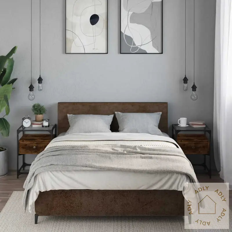 Nattbord 2 Stk Røkt Eik 40X40X55 Cm Konstruert Tre