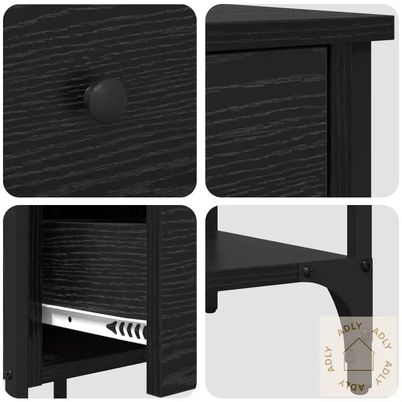 Nattbord 2 Stk Svart Eik 34X36X70 Cm Konstruert Tre