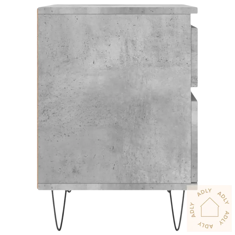 Stilig nattbord i betonglook med hårpinje-ben, perfekt for moderne møbler