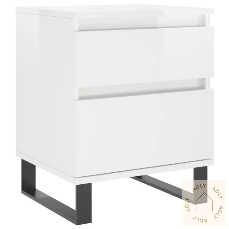 Nattbord 2 Stk Høyglans Hvit 40X35X50 Cm Konstruert Tre