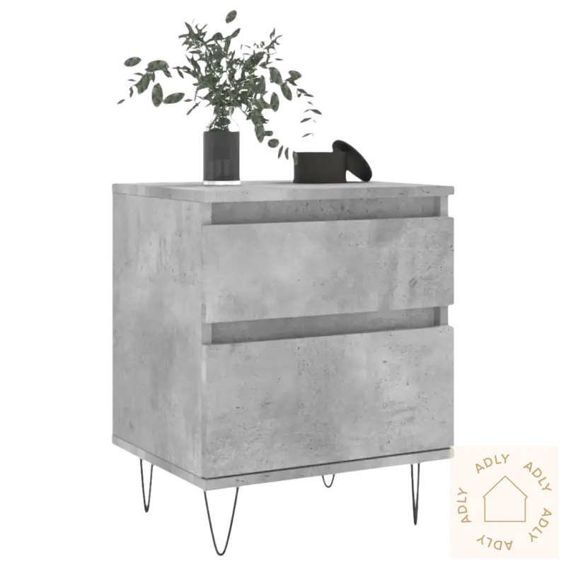 Stilige nattbord i betonglignende materiale som passer til moderne møbler