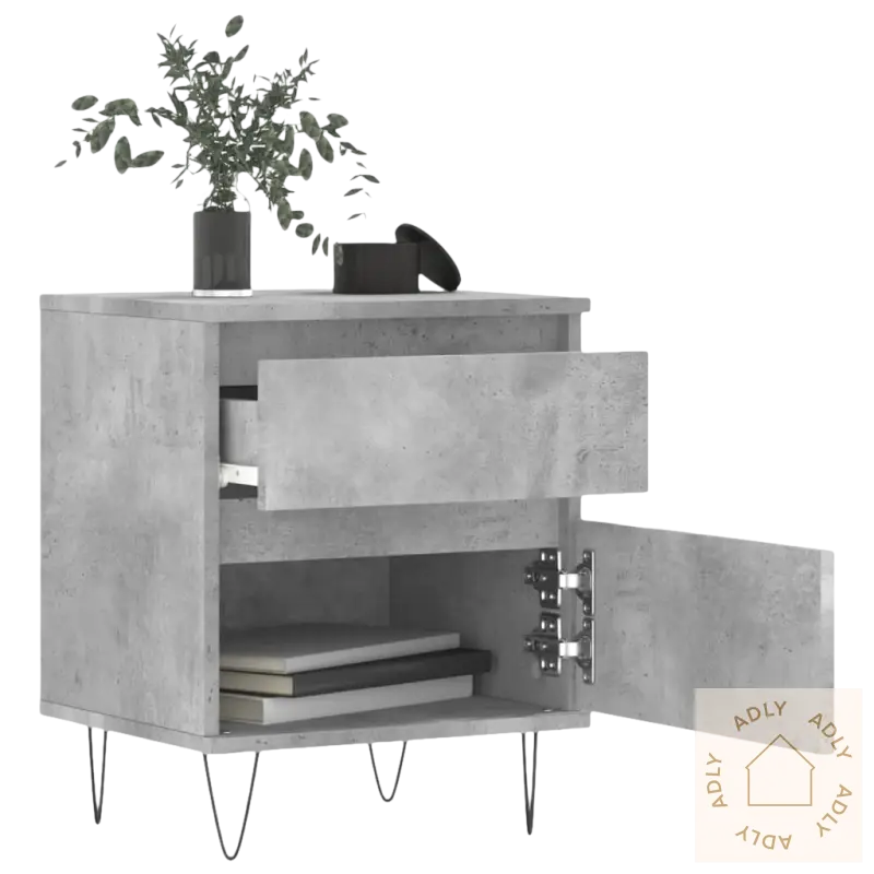 Stilige nattbord i betong-look med åpen skuff og dør for moderne møbler kvalitetsstil