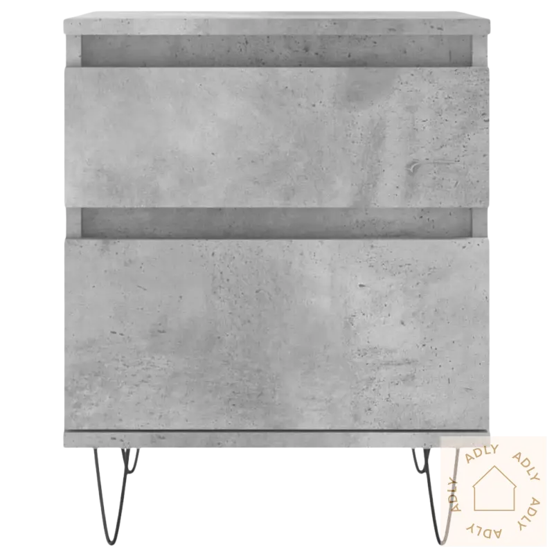 Stilige nattbord med betongutseende og hairpin-legger, perfekt for moderne møbler