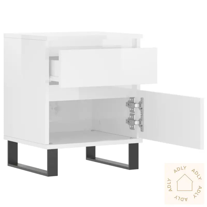 Nattbord 2 Stk Høyglans Hvit 40X35X50 Cm Konstruert Tre