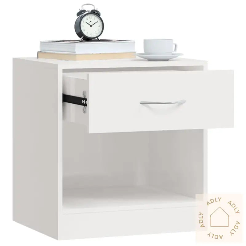 Nattbord 2 Stk Med Skuff Høyglans Hvit