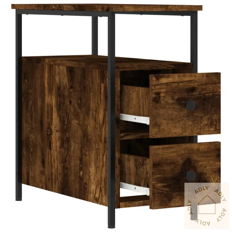 Nattbord 2 Stk Røkt Eik 30X60X60 Cm Konstruert Tre