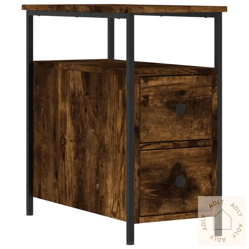 Nattbord 2 Stk Røkt Eik 30X60X60 Cm Konstruert Tre