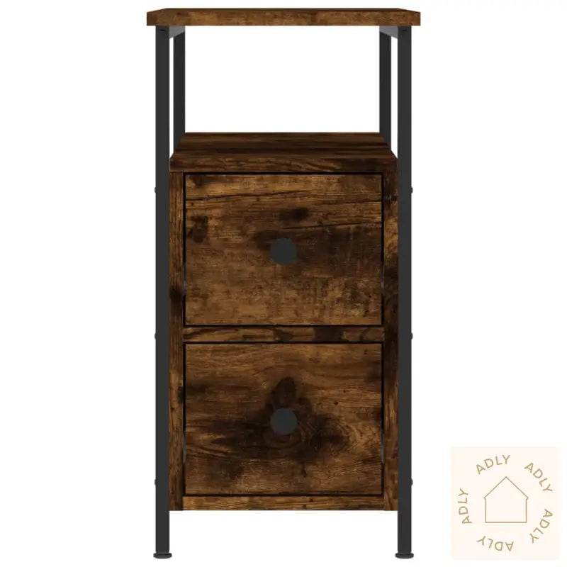 Nattbord 2 Stk Røkt Eik 30X60X60 Cm Konstruert Tre