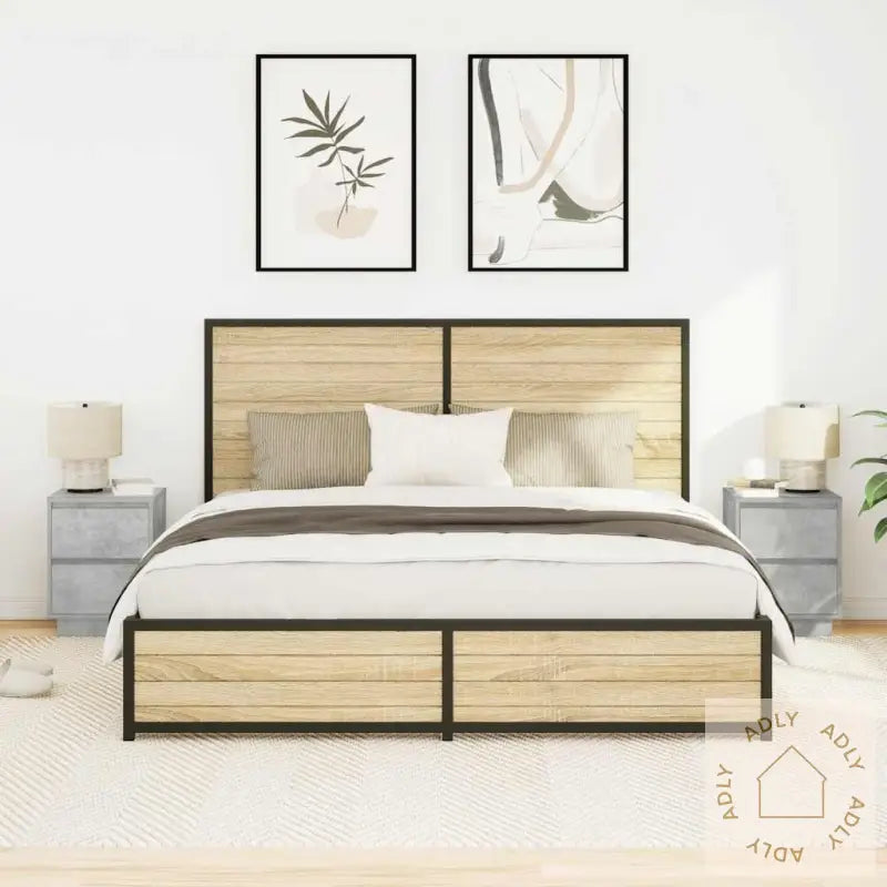 Nattbord Med Led 2 Stk Betonggrå 38X34X50 Cm