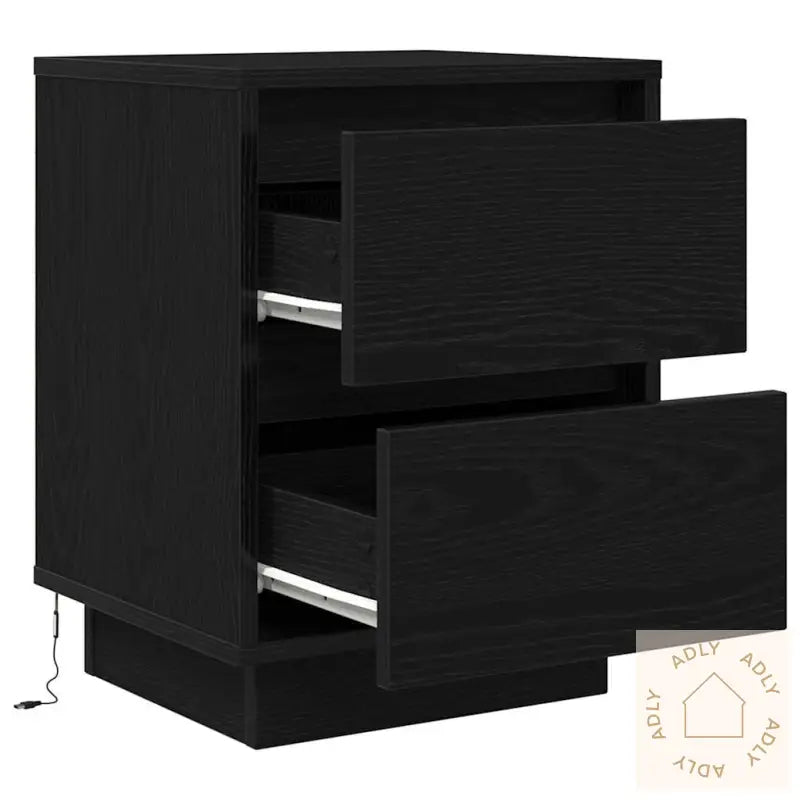 Nattskap Med Led-Lys 2 Stk Svart 38X34X50 Cm