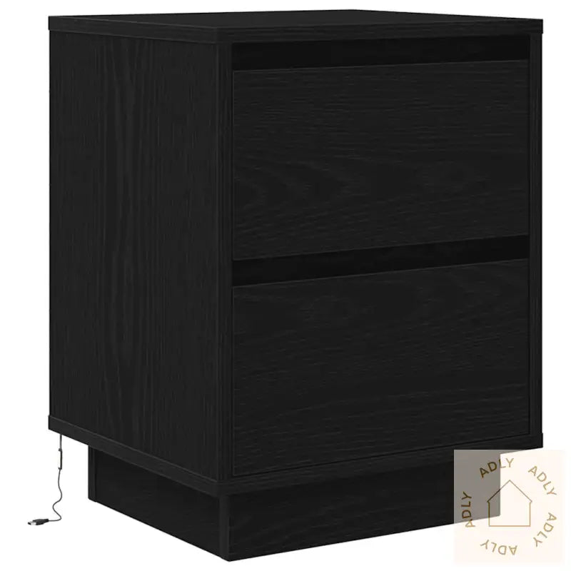 Nattskap Med Led-Lys 2 Stk Svart 38X34X50 Cm