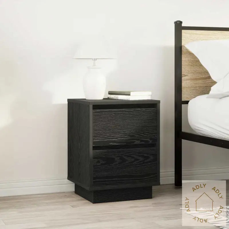 Nattskap Med Led-Lys 2 Stk Svart 38X34X50 Cm