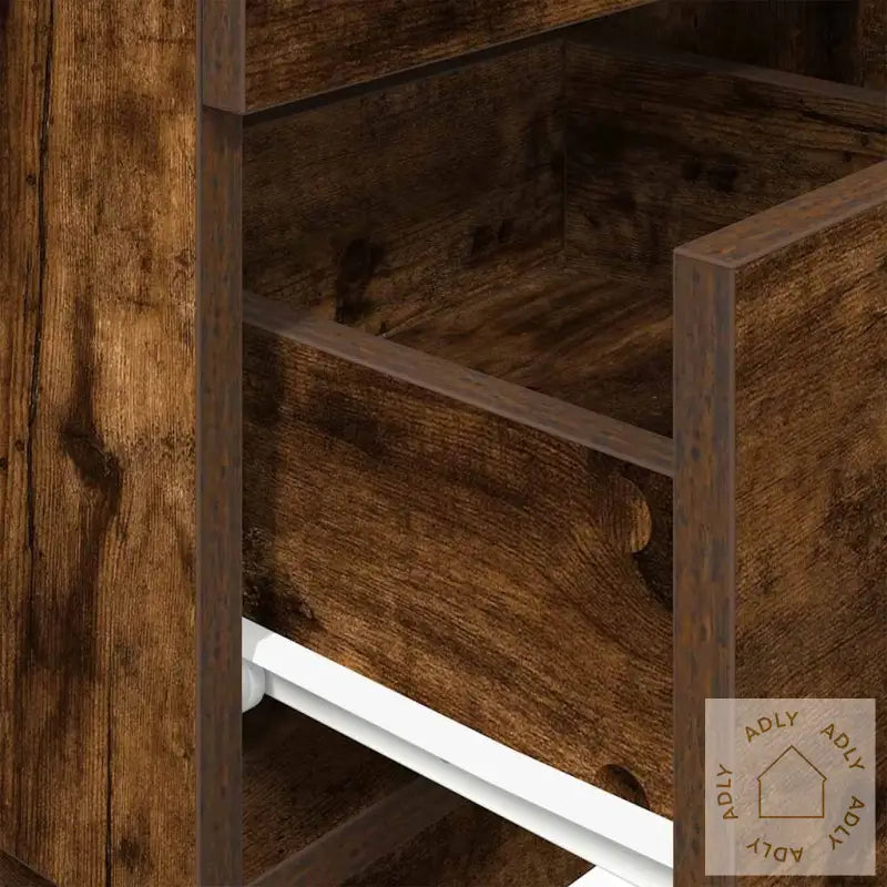 Nattbord 2 Stk Med 2 Skuffer Røkt Eik 36X36X68 Cm