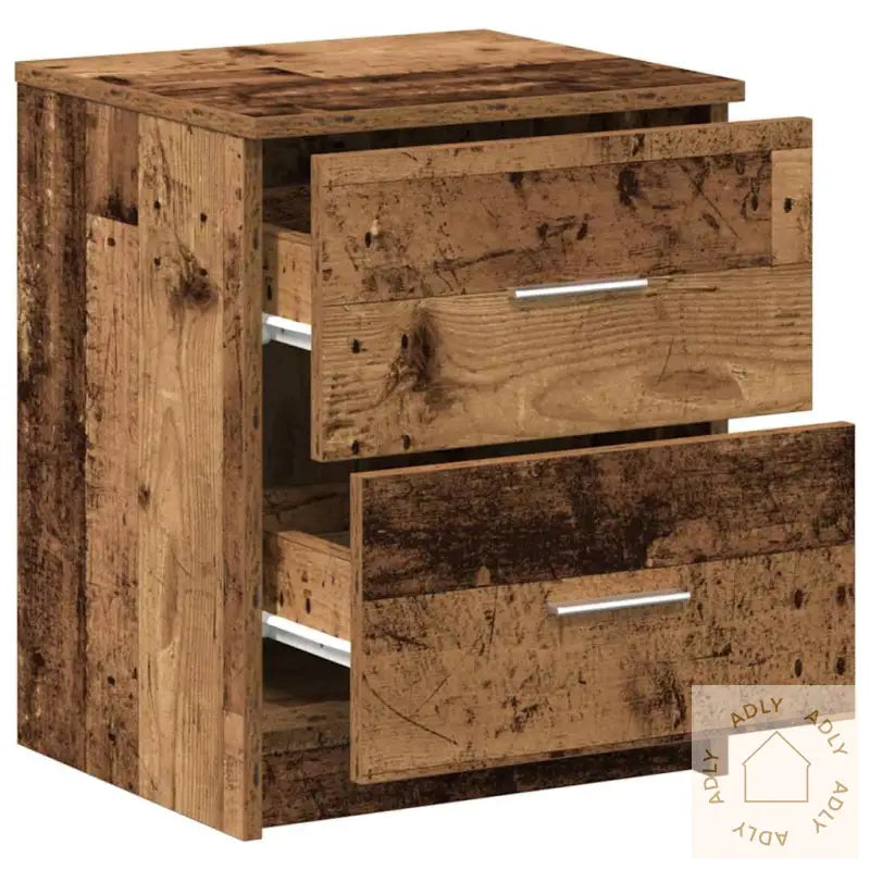 Nattbord 2 Stk Med 2 Skuffer Gammelt Tre 40X36X50 Cm