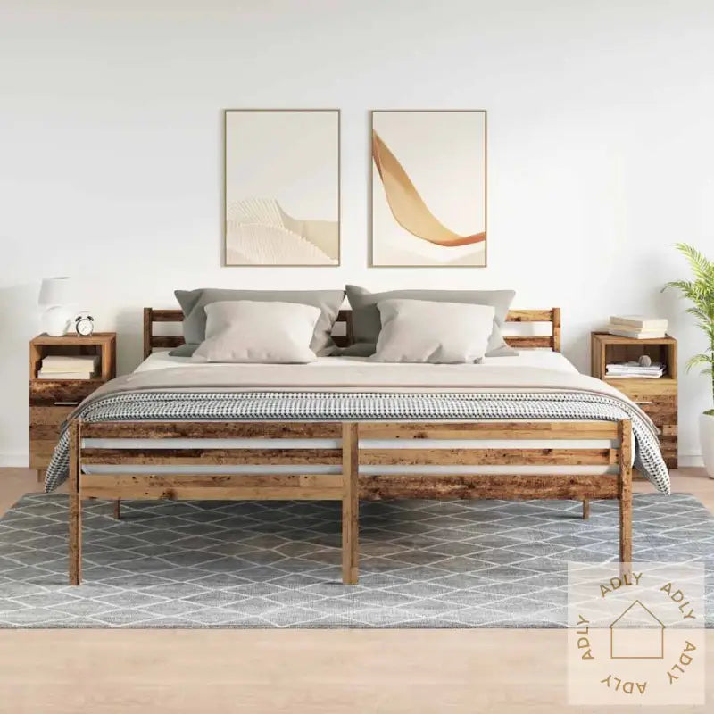 Nattbord 2 Stk Med 2 Skuffer Gammelt Tre 36X36X68 Cm