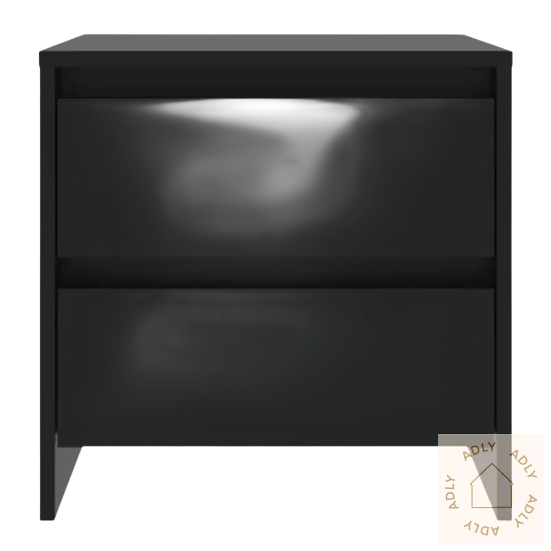 Black to-drawer nightstand med elegant design, perfekt som stilige nattbord møbler