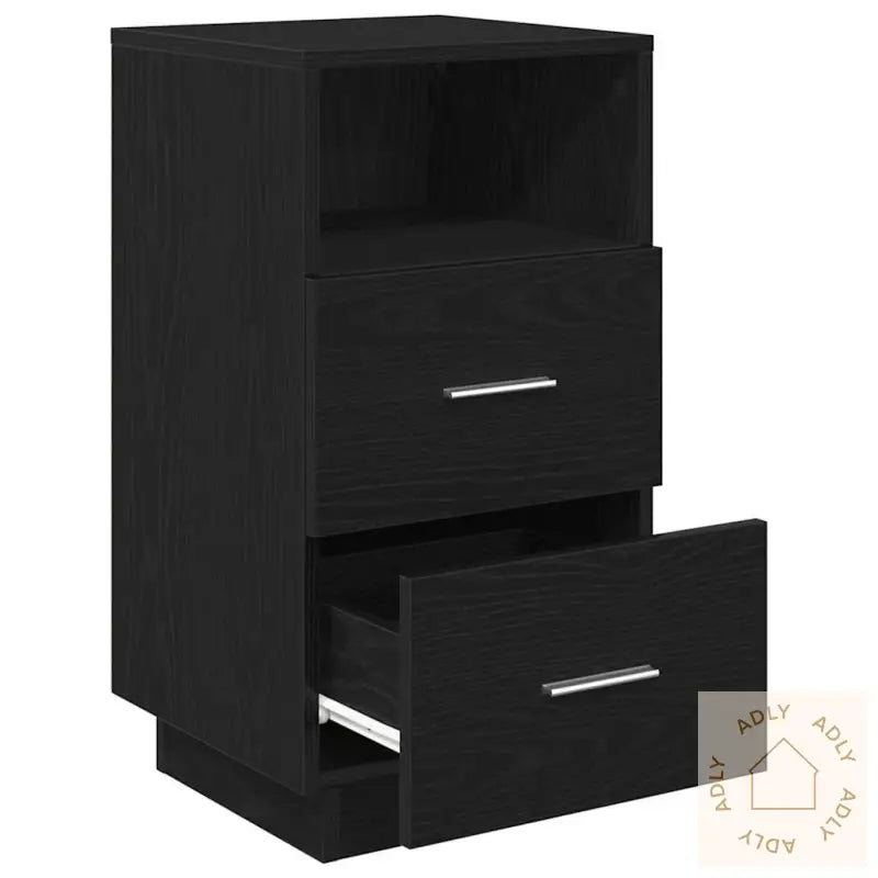 Nattbord 2 Stk Med 2 Skuffer Svart 36X36X68 Cm