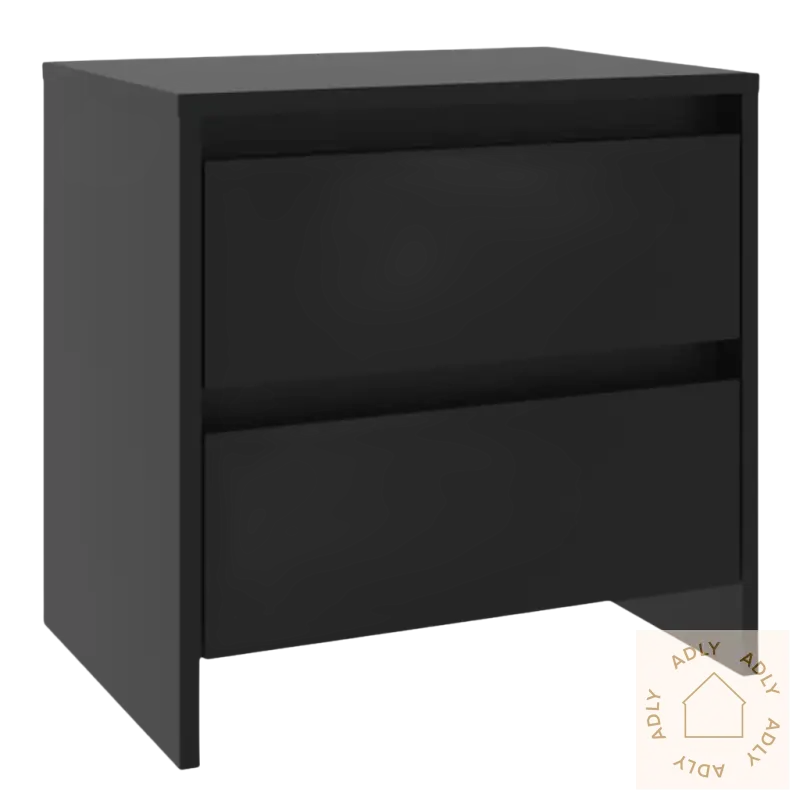Bildet av svart to-delt nattbord med elegant design, perfekt som stilige nattbord møbler