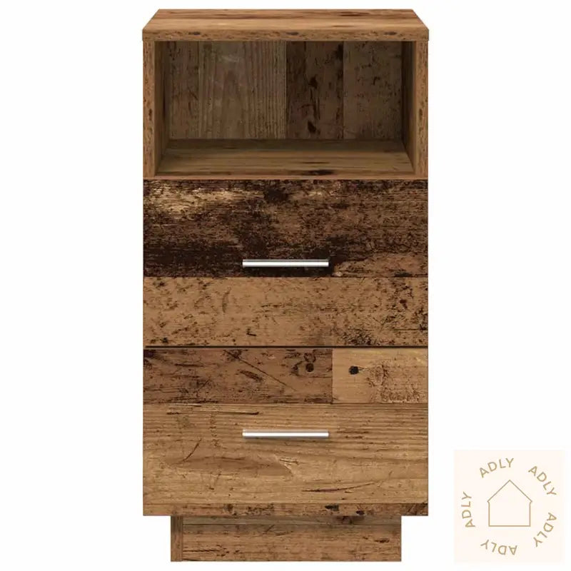 Nattbord 2 Stk Med 2 Skuffer Gammelt Tre 36X36X68 Cm