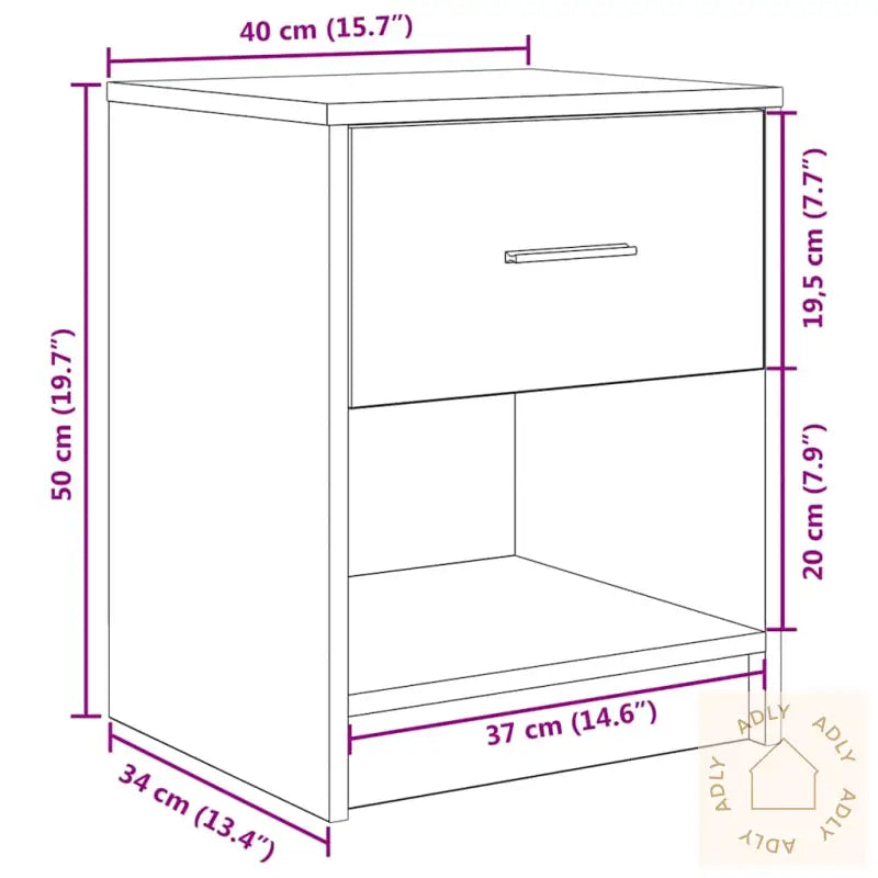 Nattbord 2 Stk Med Skuff Gammelt Tre 40X34X50 Cm