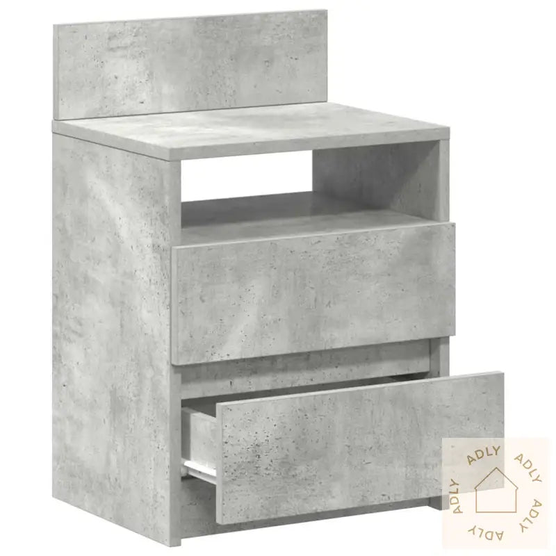 Nattbord 2 Stk Med 2 Skuffer Betonggrå 40X33X60 Cm