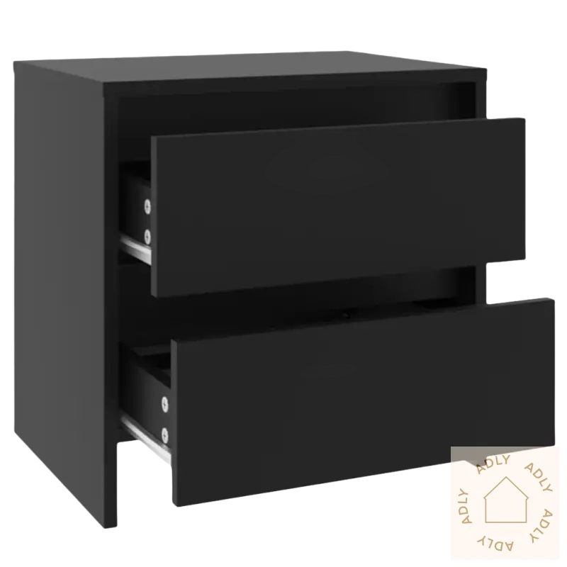 Black to-drawer nattbord med elegant design, perfekt som stilige nattbord møbler
