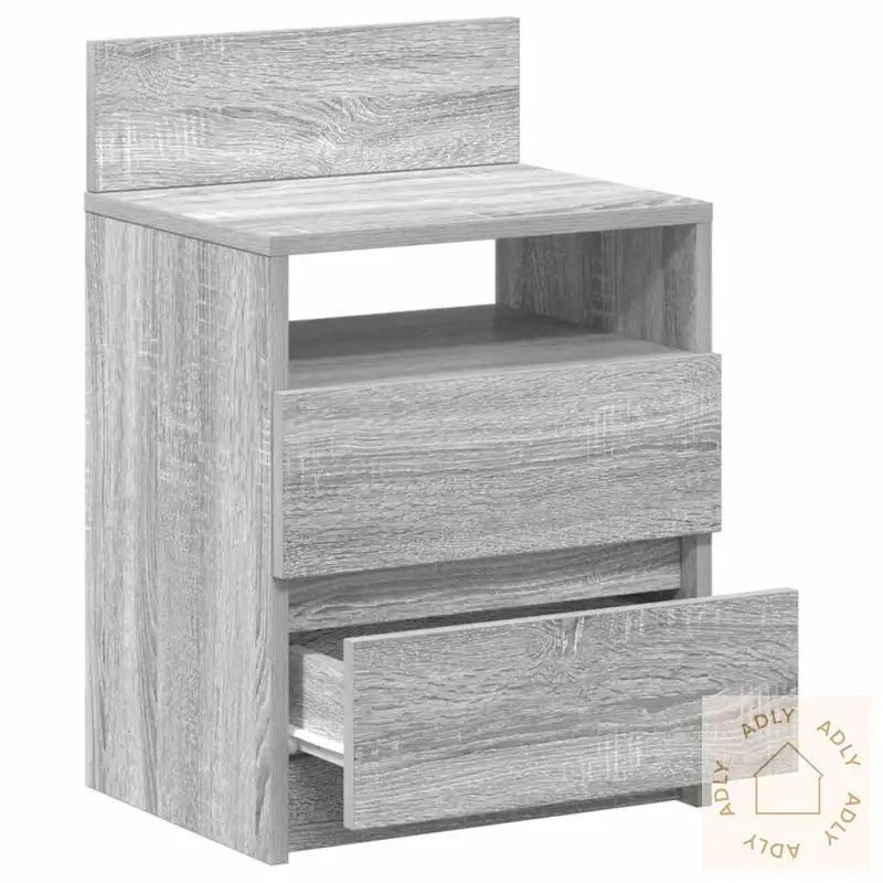 Nattbord 2 Stk Med 2 Skuffer Grå Sonoma 40X33X60 Cm