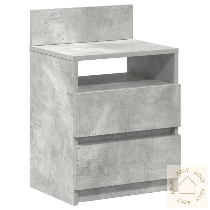 Nattbord 2 Stk Med 2 Skuffer Betonggrå 40X33X60 Cm