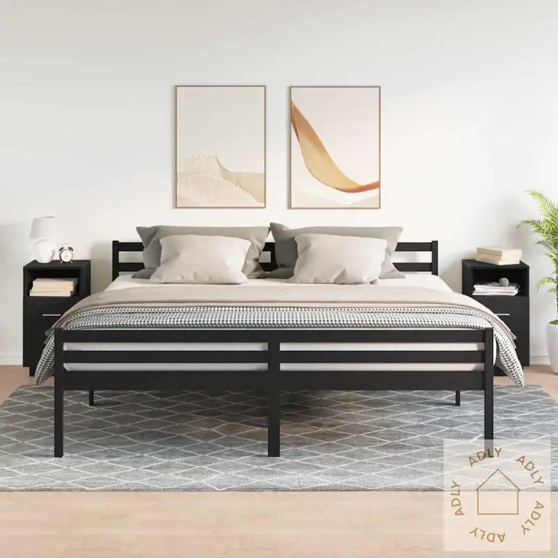 Nattbord 2 Stk Med 2 Skuffer Svart 36X36X68 Cm