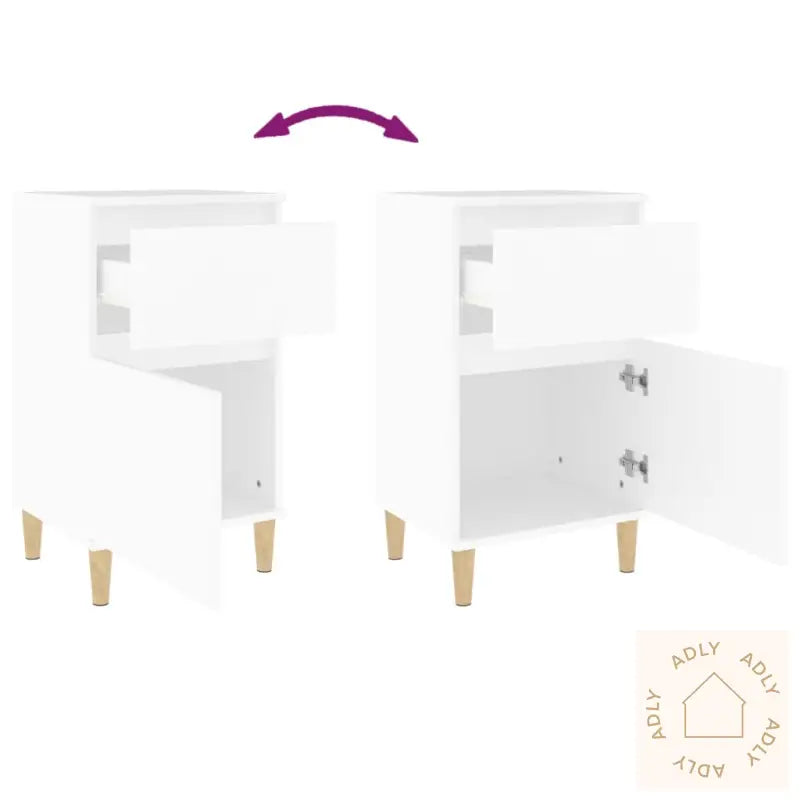 Nattbord 2 Stk Hvit 40X35X70 Cm