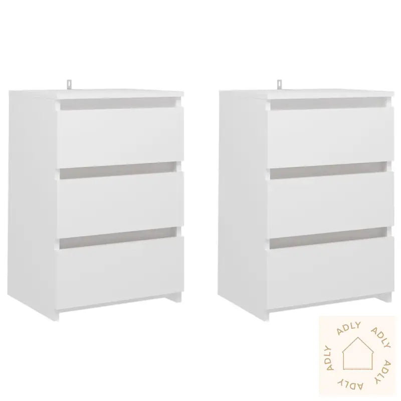 Nattbord 2 Stk Hvit 40X35X62,5 Cm Konstruert Tre