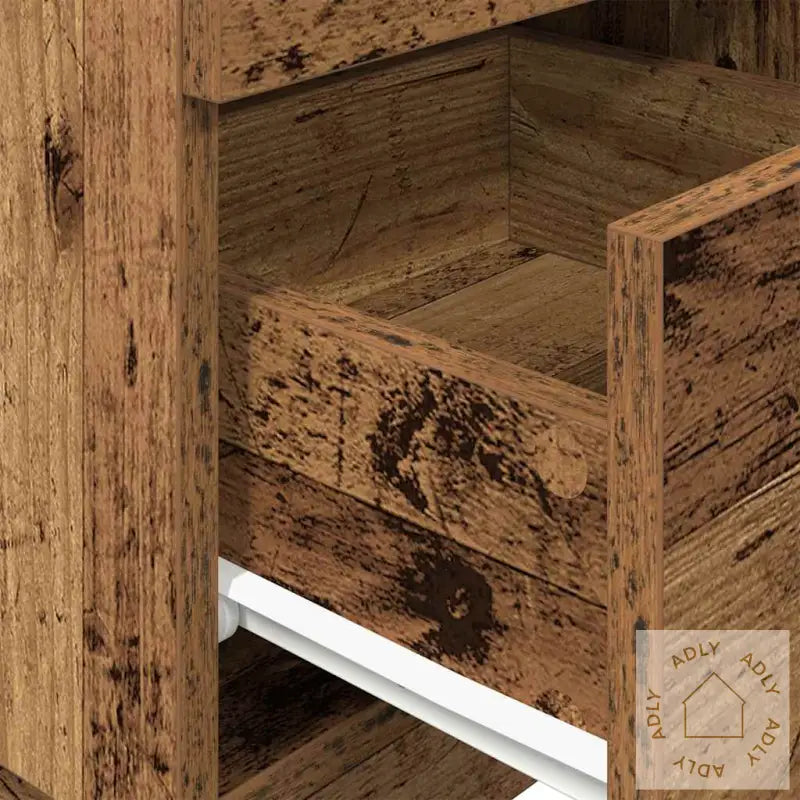 Nattbord 2 Stk Med 2 Skuffer Gammelt Tre 36X36X68 Cm