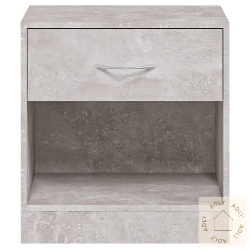 Nattbord 2 Stk Med Skuff Betonggrå