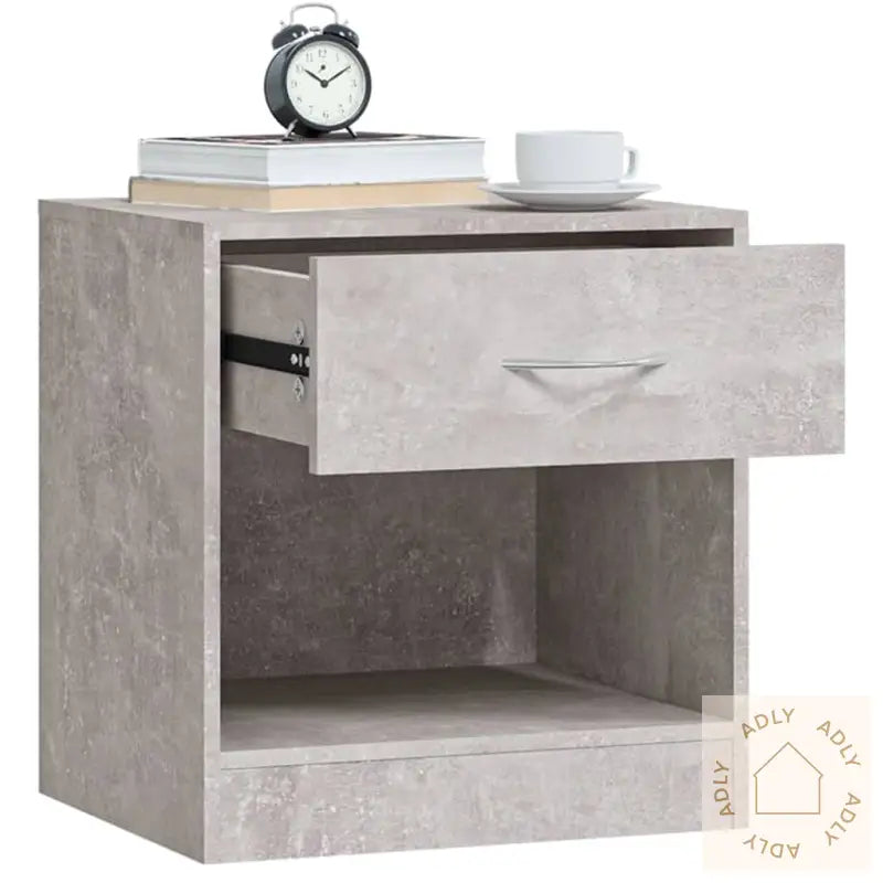 Nattbord 2 Stk Med Skuff Betonggrå