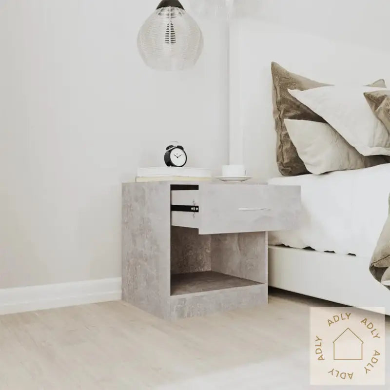 Nattbord 2 Stk Med Skuff Betonggrå