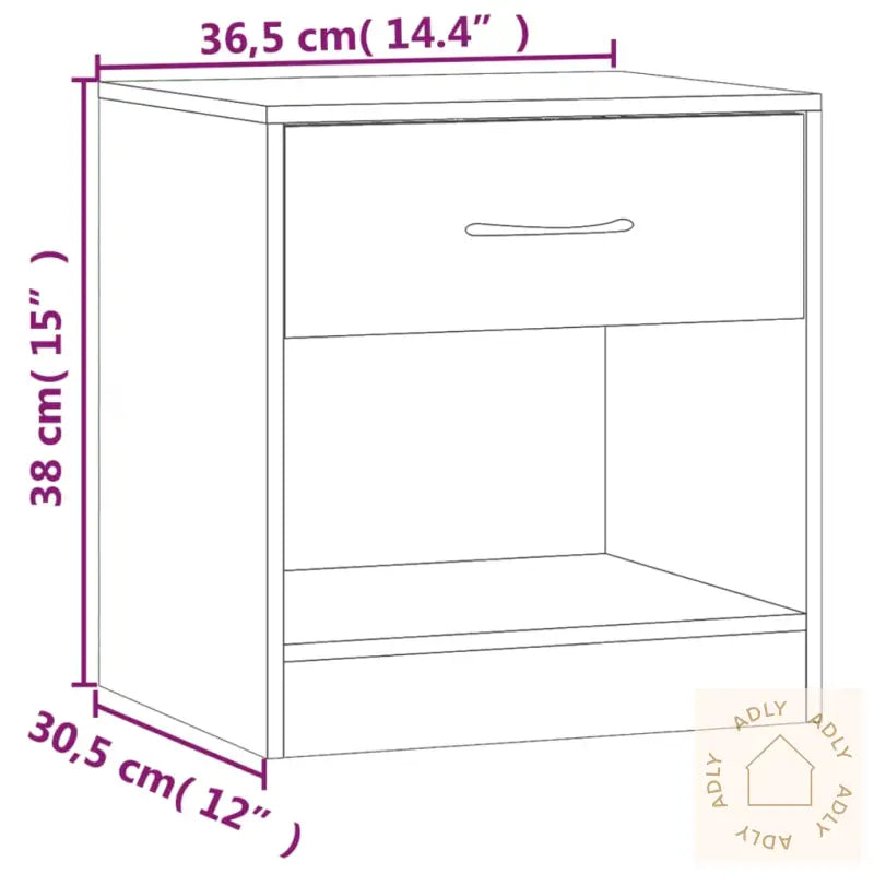 Nattbord 2 Stk Med Skuff Betonggrå