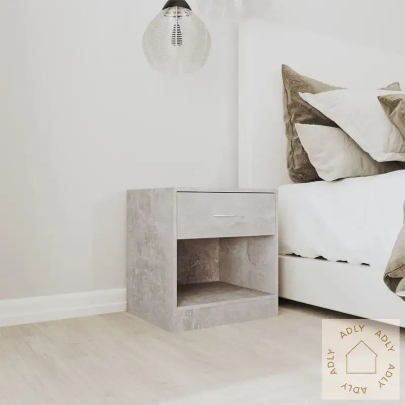 Nattbord 2 Stk Med Skuff Betonggrå