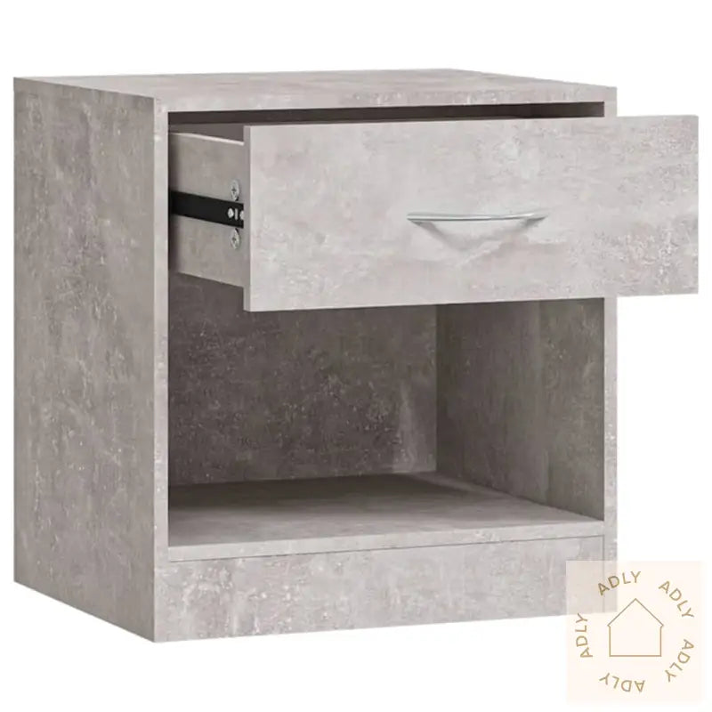 Nattbord 2 Stk Med Skuff Betonggrå