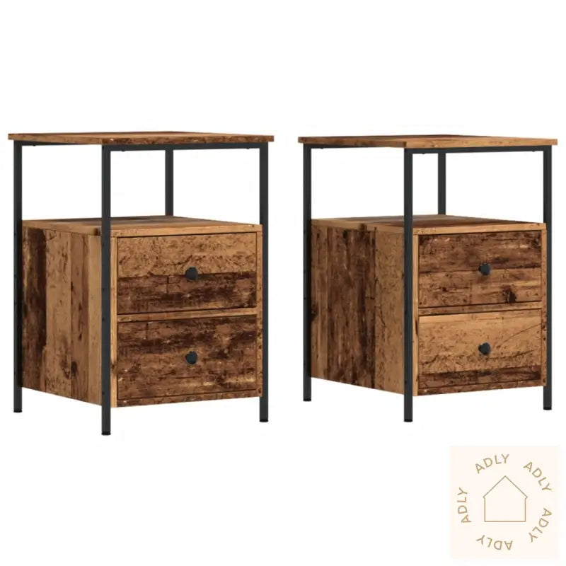 Nattbord 2 Stk Gammelt Tre 34X35,5X50 Cm Konstruert Tre