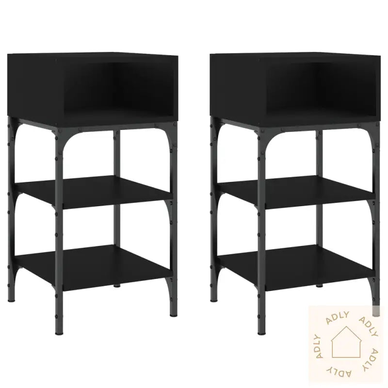 Nattbord 2 Stk Svart 35X34,5X70 Cm Konstruert Tre