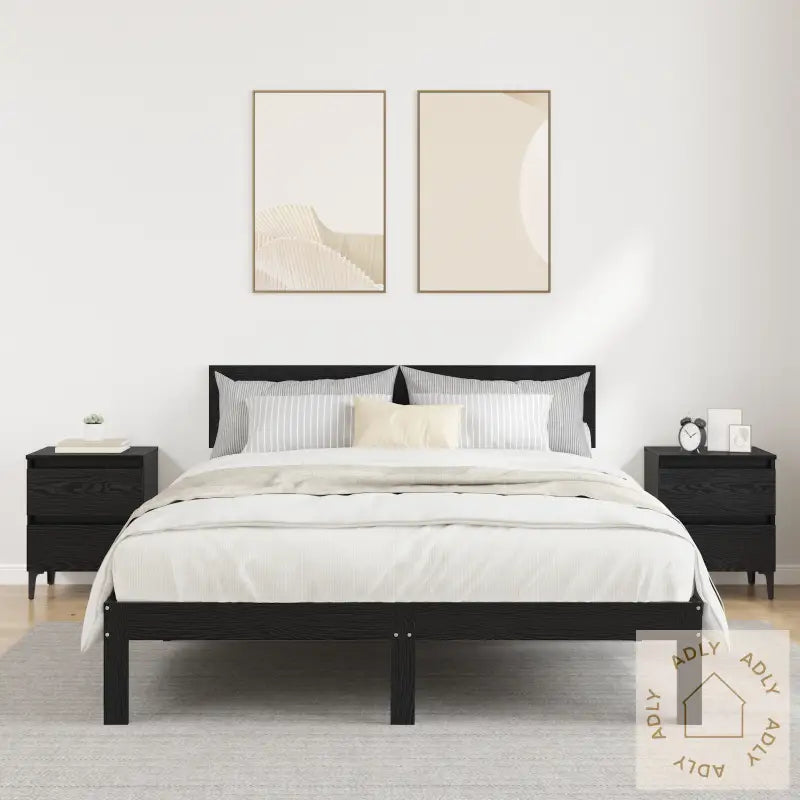 Sengetøykabinetter 2 Stk Svart Eik 40X35X50 Cm Ingeniørtre