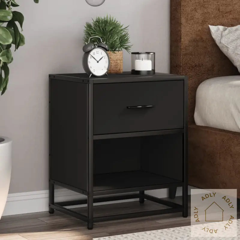 Nattbord 2 Stk Svart 40X31X50 Cm Heltre Furu